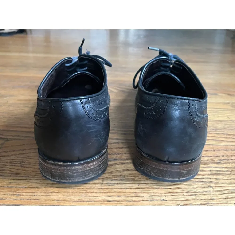 John Varvatos Star USA Black Oxford Brogue Leather Lace Up Shoes  Mens Size 10.5